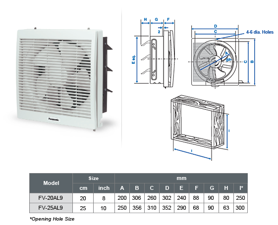 Panasonic Exhaust Fan (Wall Mount) 10 inch [FV-25AL9VBH] - Click Image to Close